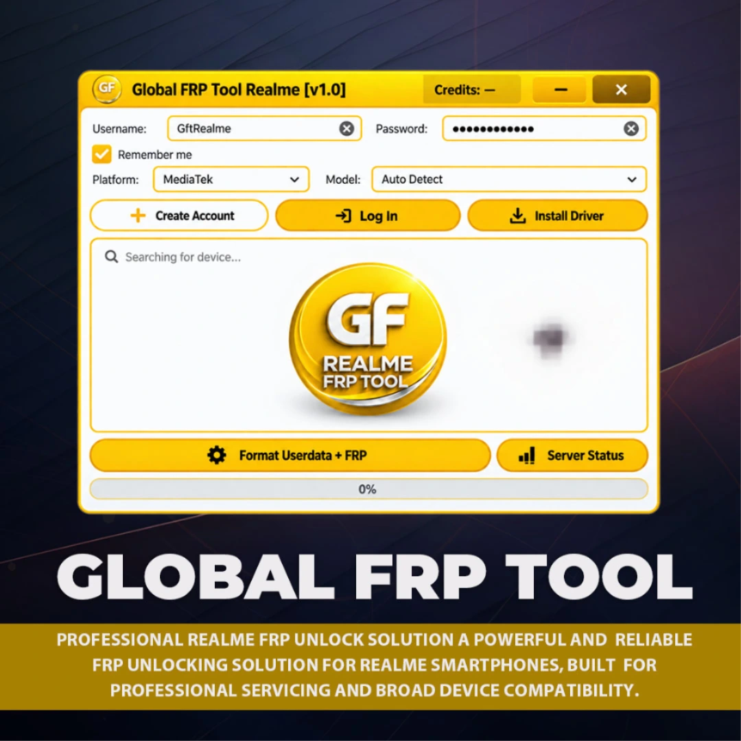 ( GFT ) Global Frp Tool Xiaomi FRP - Realme FRP Unlock Credit Any Qty [Existing Account]